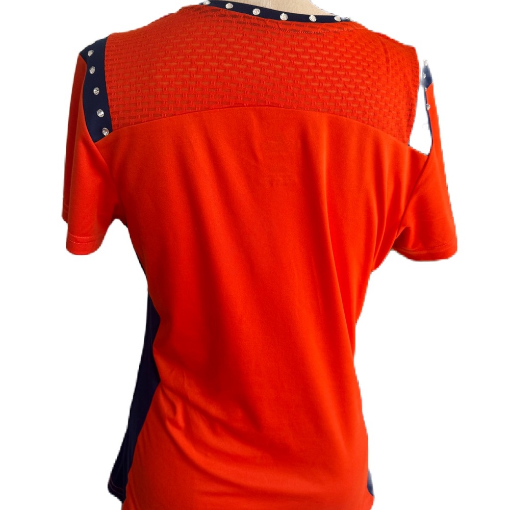 Majestic Women’s NFL Denver Broncos Short Sleeve Rhinestone Shirt. Size Medium - Picture 7 of 8